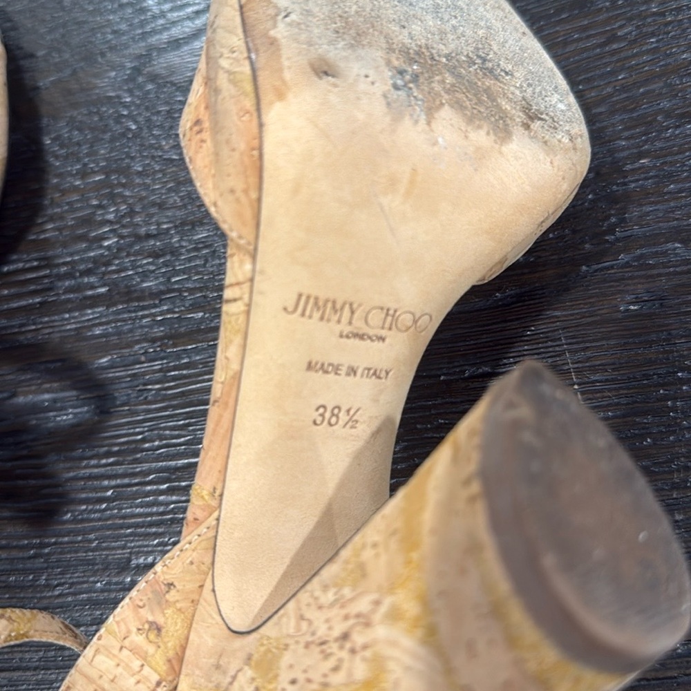 Jimmy Choo Women's Miranda 100 Cork High-Heel Sandals Size 38 1/2 8.5 - Picture 8 of 8